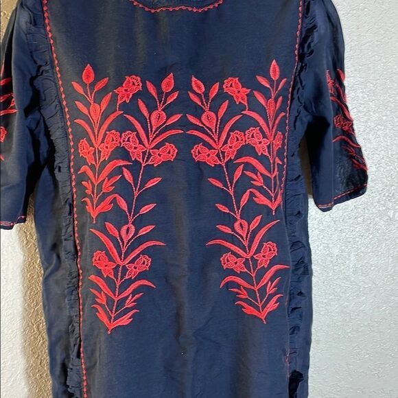 Zara mini Black and Red Embroidered Dress - Picture 6 of 9